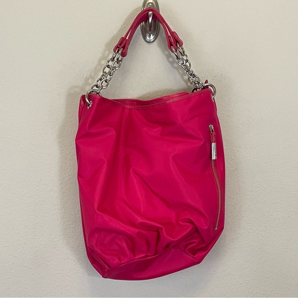 BODHI Pink Nylon Shoulder Bag Leather Chain Handles
